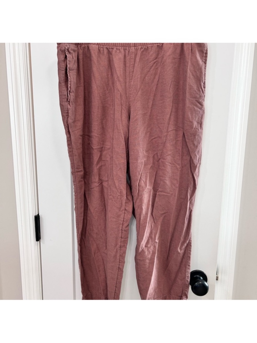 Women Old Navy High Waisted Linen Blend Straight Ankle Pants - Taupe
